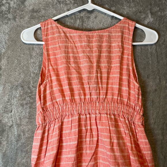 Patagonia Island Hemp Crossover Dress Sz 0 Chambray Stripe Catalan Coral - Picture 5 of 6